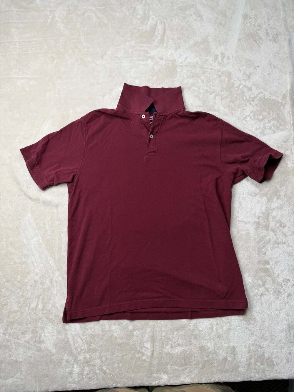 St. John's Bay Heritage Pique Polo Size M Burgundy Cotton Short Sleeve